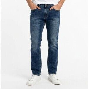 Urban Pipeline Slim Straight Jeans Mens 30x32 Dark Wash Sandblasted Denim Blue